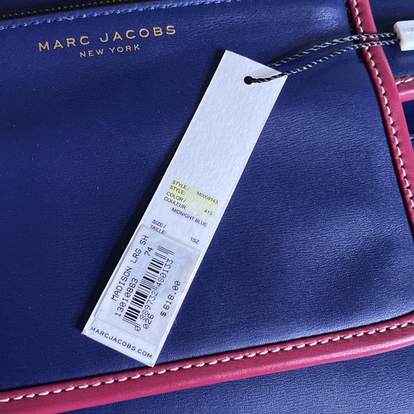 Marc Jacobs Leather Madison Large Shoulder Bag in Midnight Blue with Strap - Picture 11 of 16